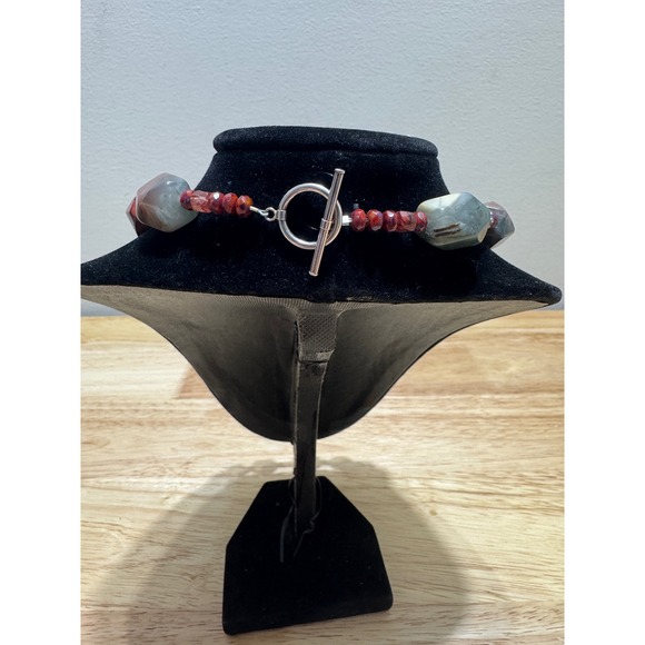 Bloodstone 20" Necklace and Earrings Jewelry Set Gemstone - Picture 6 of 16